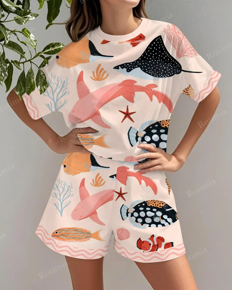 Printed Linen Fish Set