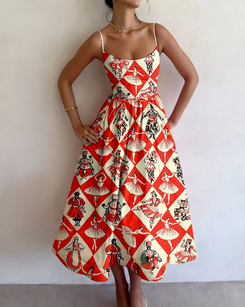 Rhomboid Pattern Sleeveless Dress