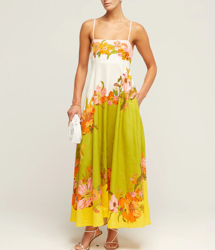 Floral Printed Spaghetti Strap Dress