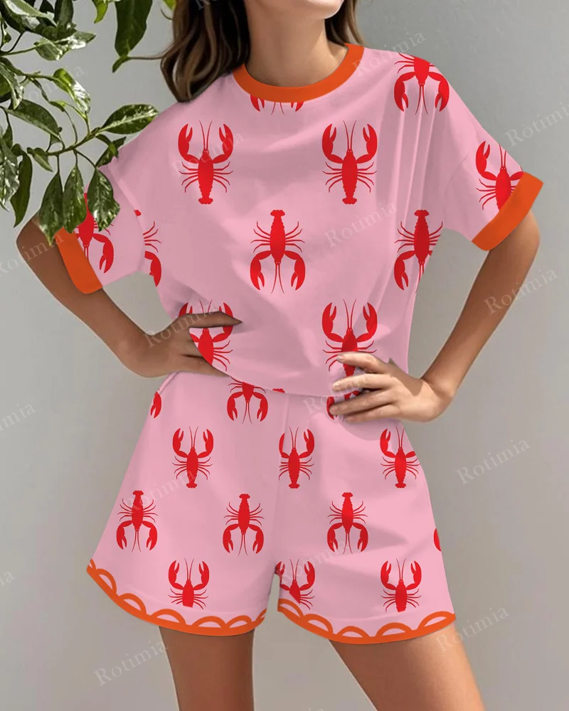 Linen Set with Lobster Print