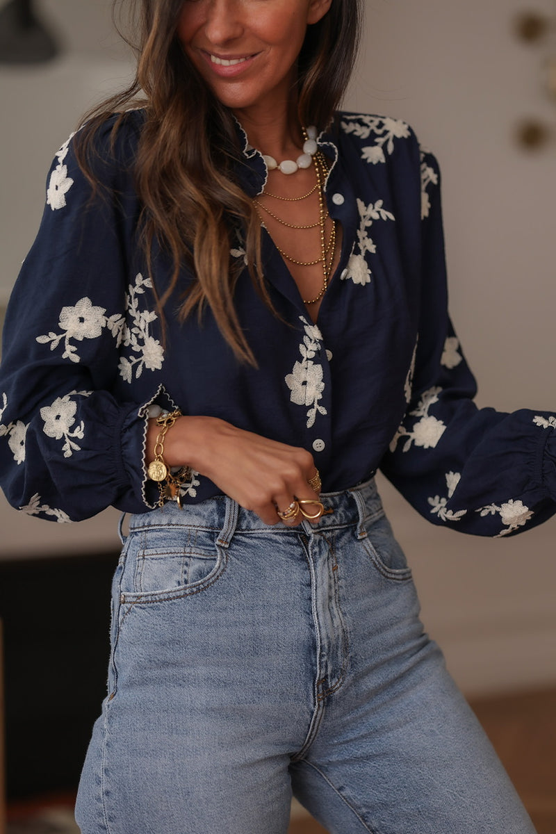 Elira - Navy Blue Blouse