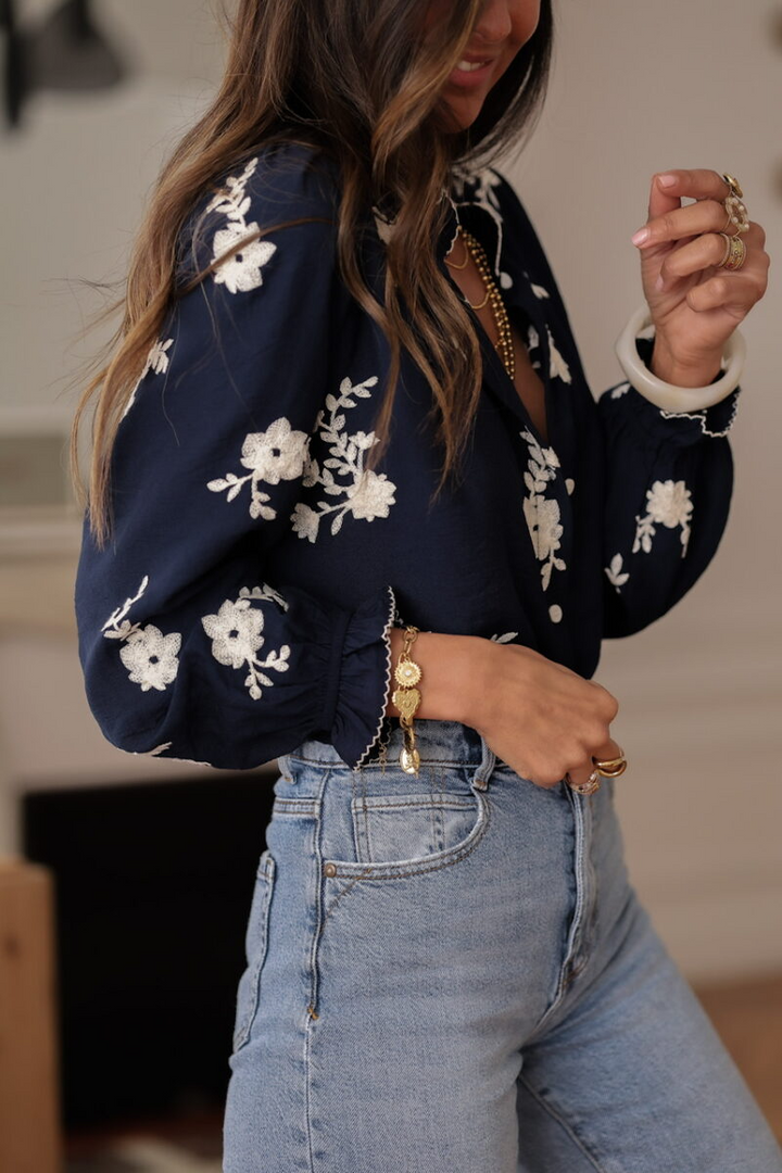 Elira - Navy Blue Blouse
